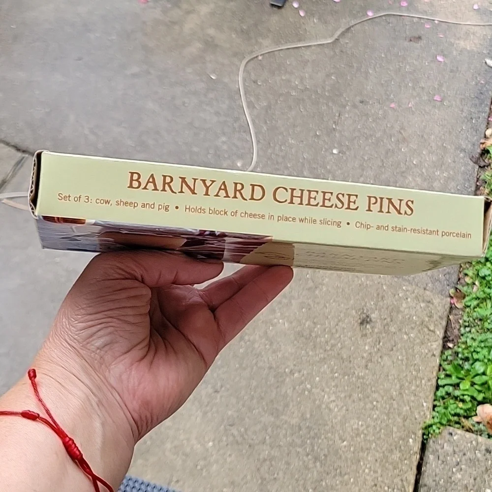Surlatable Barnyard Cheese White Porcelain Set Of 3 Pins For Charcuterie Board